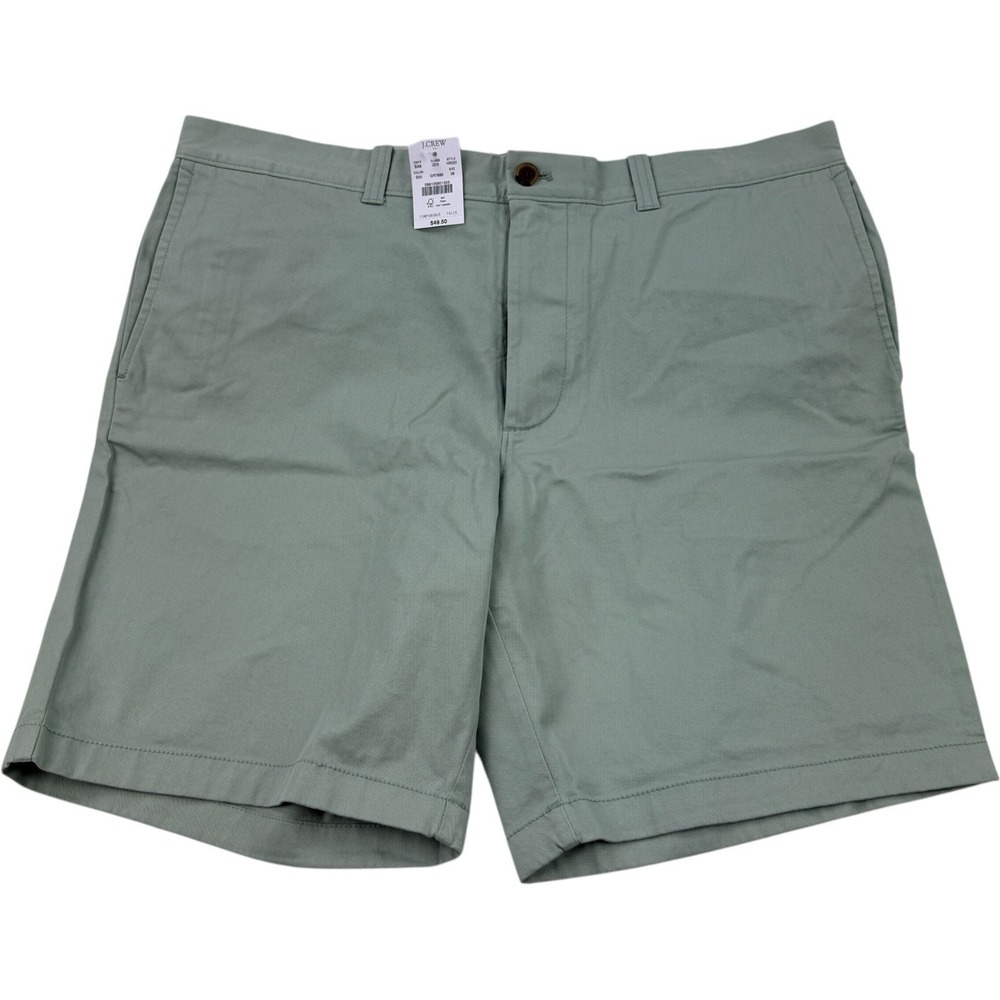 J.Crew Mint Green Flat Front Chino Shorts 38x9 NWT Cotton Elastane Mens Casual
